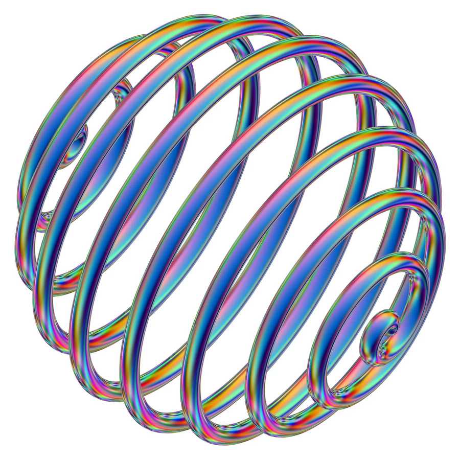 潮流酸性全息金属镭射机能彩虹3D立体几何图形png免抠图片素材【017】